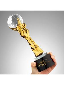 Trophée en métal à trois personnes, forme de globe sphérique, motif de carte du monde, médaille personnalisée, équipe, Terre, réunion annuelle - Product Image 3