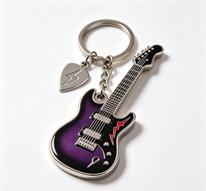 Llavero de Metal Morado con Forma de Guitarra, Colgante Esmaltado, Logotipo Personalizado, Regalo de Moda para el Regreso a Clases - Product Image 2