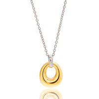 Collier pendentif minimaliste en or plaqué 18 carats, deux tons, double anneau entrelacé, pour femmes, bijoux en acier inoxydable