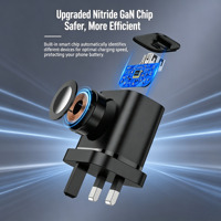 Chargeur rapide GaN 65W à 3 ports QC3.0 USB Type-C, adaptateur secteur mural pour montre connectée, téléphone portable, tablette