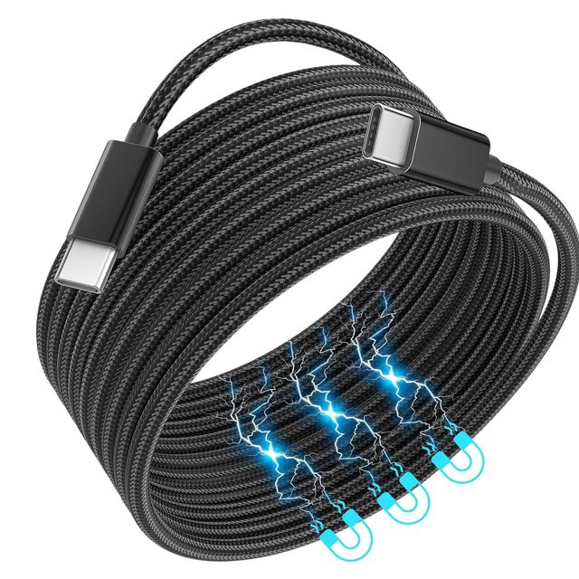 1.5m Magnet Retractable Braided Usb C Self Winding Magnet Data Bio 100w Phone Charger 3A Type C Data Magnetic Charging Cable