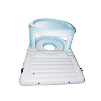 Île flottante gonflable personnalisée pour 4 personnes, grande île tropicale en PVC/vinyle, cabane aquatique, radeau, île de fête, flotteur de détente avec auvent