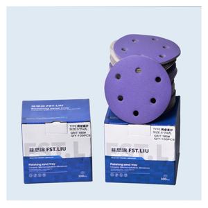 5 \ "màu tím không thấm nước gốm Vòng mài mòn giấy nhám phim móc và vòng lặp đĩa cho xe chà nhám OEM tùy chỉnh - Product Image 5