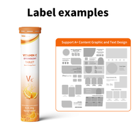 Tabletas efervescentes de vitamina C al por mayor OEM con MOQ bajo para blanquear la piel, para vendedores de Amazon FBA, cumplen con la normativa COA y pruebas de terceros.