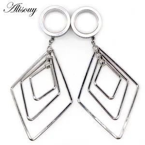 Alisouy 2PC 6-25MM Stainless Steel Ear Plugs and Tunnels Dangle Ear Piercing Expansion Ear Stretched Flesh Tunnels Body Jewelry