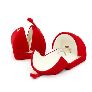 创意设计双面开红棕色戒指珠宝套装耳环项链盒珍珠包装盒