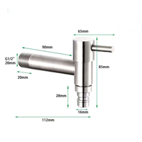 Robinet mural moderne en acier inoxydable à col long, cartouche en laiton brossé, 112 mm G1/2, pour buanderie et jardin, OEM
