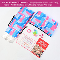 Mahjong américain en acrylique rouge pour anniversaire, ensemble complet de 160 tuiles en mélamine avec sac, supports et poussoirs, cadeau de fête
