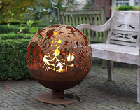 Sphère extérieure en métal rouillé, boule de feu en acier Corten pour fête ou camping