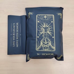 Custom Matte Black <b>Zip</b> Lock Pouches Vintage Tarot Card Plastic Zipper <b>Bags</b> Luxury Apparel Clothing Merchandise Packaging - Product Image 1