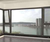 Ventana Abatible de Aluminio con Rotura de Puente Térmico, Doble Acristalamiento, Vidrio Templado, para Proyectos de Construcción