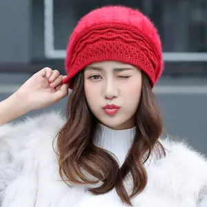 Kunden spezifische Winter mütze warme Mütze im Freien gestrickt mit Mode Baskenmütze Frauen benutzer definierte Strick mütze