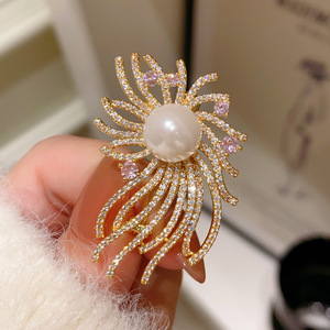 Brillante broche de fuegos artificiales ramillete frenchclassy perla traje de fuegos artificiales prendas de vestir pin hebilla gran regalo - Product Image 1