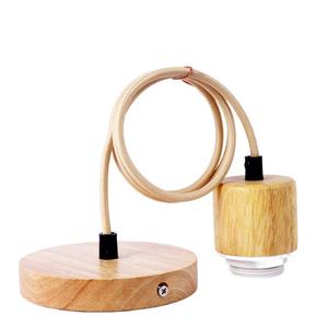 Wooden Pendant <b>Light</b> E27 Round Solid Wood LED <b>Light</b> Source Switch Control Single Head <b>Chandelier</b> For Hotels And Guesthouses - Product Image 5
