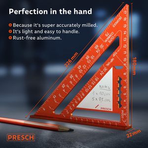 Meistverkauftes 7-Zoll-Winkellineal Multifunktionales Holzbearbeitungs-Messwerkzeug mit Bleistiften für Notizen & Messungen - Product Image 2
