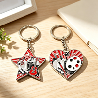 Porte-clés en cuivre plaqué noir, porte-clés en métal avec impression numérique UV, figurine en métal