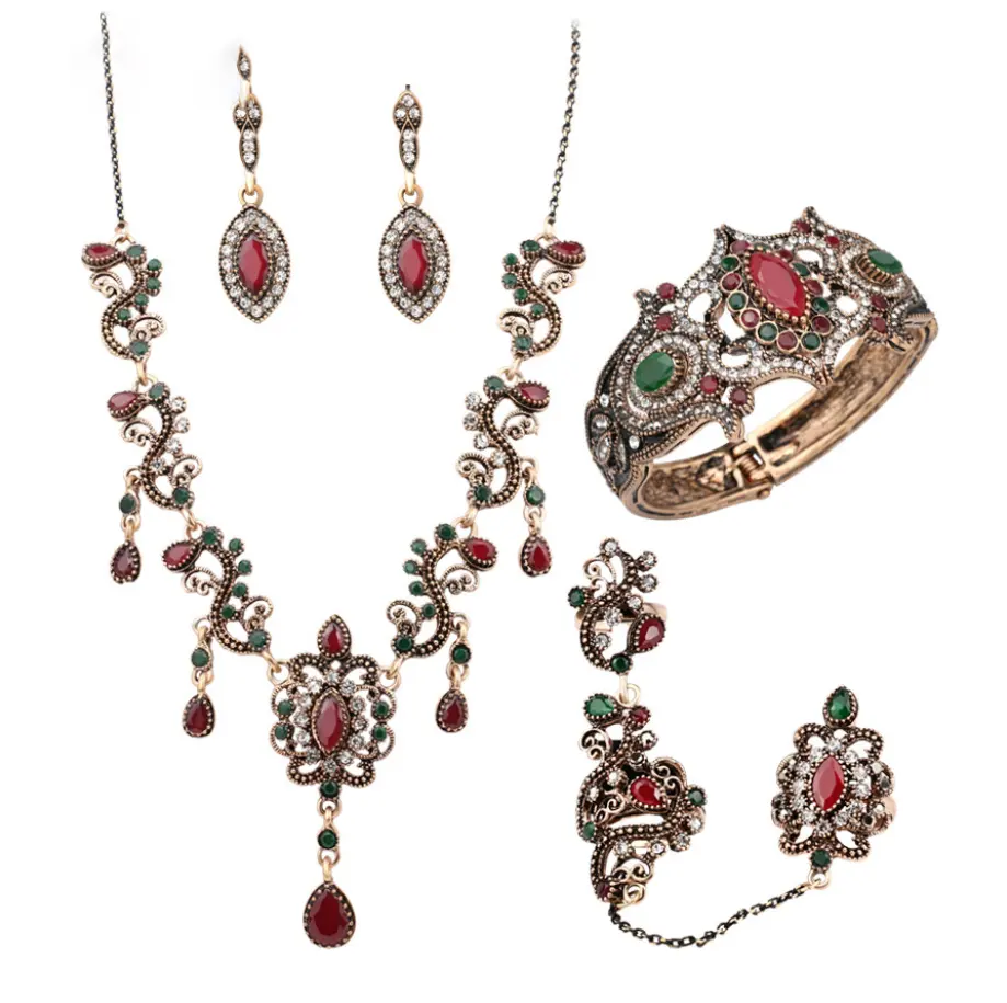 High Quality Fashion Vintage Wholesale Gold Plated Indian Jewellery Kundan Set Tassel Earrings Bangles Bridal Jewelry Sets Women