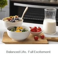 Ensemble de bols en porcelaine blanche de 22 oz, écologiques, en céramique, pour la cuisine, glaçure lisse, compatibles micro-ondes et lave-vaisselle, design minimaliste
