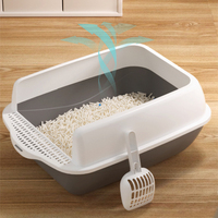 Bac à litière pour chat en gros, accessoires pour animaux de compagnie, grande litière en plastique pour chat
