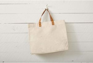 Custom Bridal Gift Party Reusable Women's Outer Pocket Leather Handle Large Canvas Tote Bag Luxury - Product Image 3