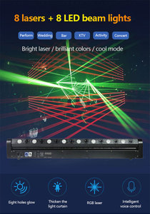 RGB tám mắt di chuyển đầu chùm tia Laser Ánh Sáng 500mW DMX quét ánh sáng sân khấu 8 laser + 8 LED chùm đèn - Product Image 2
