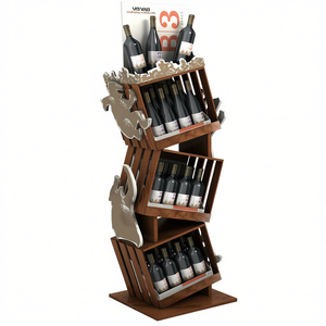 Eco-Friendly Foldable Modern MDF Melamine Floor <b>Standing</b> Retail <b>Wine</b> Display <b>Rack</b> with <b>Free</b> <b>Standing</b> Design - Product Image 1