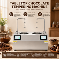Nouvelle machine à tempérer le chocolat double avec distributeur automatique et table vibrante en acier inoxydable pour machine à chocolat en fontaine