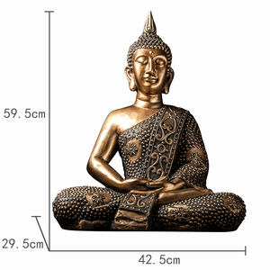 Estatuilla de Buda sentado dorado personalizada, estatua de resina artesanal de lujo, estatua de Buda tailandés para decoración del hogar <span class=keywords><strong>Zen</strong></span> - Product Image 2