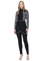 Maillot de bain musulman pour femme, tenue de bain modeste, manches longues, couvrant entièrement le corps, avec haut à motif floral et pantalon de bain