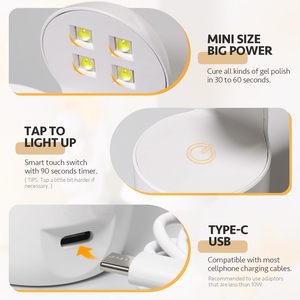 Mini Lámpara <span class=keywords><strong>UV</strong></span> <span class=keywords><strong>para</strong></span> <span class=keywords><strong>Uñas</strong></span> de Gel, Pequeña Lámpara LED+<span class=keywords><strong>UV</strong></span> de Curado Rápido, Diseño de Cáscara de Huevo, Alimentación USB/Batería, Bajo Ruido, Secador de <span class=keywords><strong>Uñas</strong></span> Blanco - Product Image 4