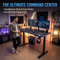 Bureau d'ordinateur de jeu, de travail et d'apprentissage AOR de type L, silencieux, électrique, extensible, en acier inoxydable, avec plusieurs effets d'éclairage RVB