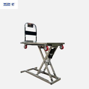 عربة نقل كهربائية مسطحة قابلة للرفع من WGZN لمناولة البضائع، منصة هيدروليكية محمولة على شكل مقص، عربة يدوية معدنية بسعة 300 كجم - Product Image 3