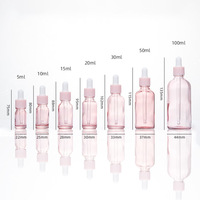 Flacon compte-gouttes en verre rose givré 0.5oz 1oz 2oz 3oz 4oz pour cheveux avec bouchon compte-gouttes à vis rose