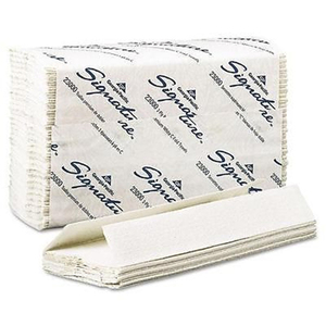 Serviettes en papier pliées en C, blanches, 1 pli, 32 g/m², 25,4 x 28 cm, 200 feuilles par paquet, 12 paquets par carton - Product Image 1