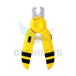 Geshifeng Factory Supply Unique Bee Design Pet Grooming Products Built-in Nail File Pet Nail Clippers With LED Light