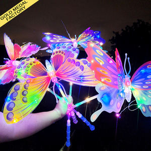 Dekorasi pesta tongkat cahaya LED, tongkat berkilau kupu-kupu Glitter berpendar kupu-kupu terbang bercahaya dekorasi pesta - Product Image 1