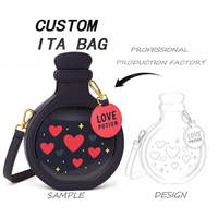 Sac Ita personnalisable avec fenêtre transparente pour l'affichage de badges, design radio créatif, thème anime pour femmes, pour les fans d'anime