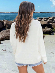 Pull tricoté ample à col <span class=keywords><strong>rond</strong></span>, motif <span class=keywords><strong>drapeau</strong></span> étoilé, style streetwear rétro américain, collection automne, best-seller - Product Image 3