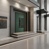 Puerta de Villa de Aluminio con Rotura de Puente Térmico Antirrobo Kalaishi, Puerta de Seguridad de Entrada Doble con Tallado Moderno en 3D