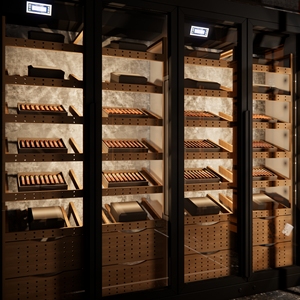 Precio de fábrica, sala de exposición de cigarros, diseño de bodega, humidor de cigarros moderno, estante de madera para vino, estantes de exhibición, escaparate de pared de vidrio - Product Image 1