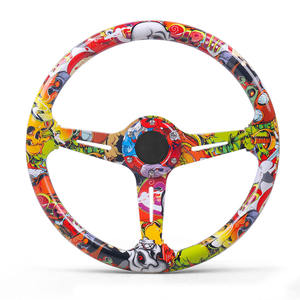 Volant en acrylique de 14 pouces avec bouton de klaxon rouge 345 mm Modification de voiture pour les jeux Anime Dessins animés Compétitions de course - Product Image 3