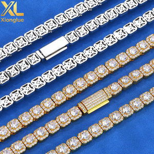 Hip Hop Custom 7Mm Moissanite Square Bead Chain S925 Sterling <b>Silver</b> <b>Men'S</b> Jewelry Accessory Bracelet - Product Image 6