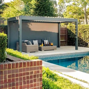 Pavillon personnalisé en aluminium avec toit rabattable, imperméable, parasol de loisirs, structure extérieure artistique pour piscine - Product Image 3