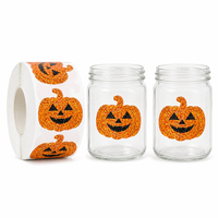 Lot de rouleaux d'autocollants étoiles d'Halloween, étiquettes de remerciement citrouille, fantôme, chauve-souris, en PVC, adhésif puissant, imperméables, écologiques, pour cadeaux et loisirs créatifs