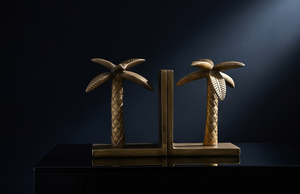 Sujetalibros con Diseño de Palmera, Acabado Dorado, Soporte Decorativo de Metal para Libros, Organizador de Estantes Tropical para el Hogar, Oficina, Biblioteca, Escritorio - Product Image 2