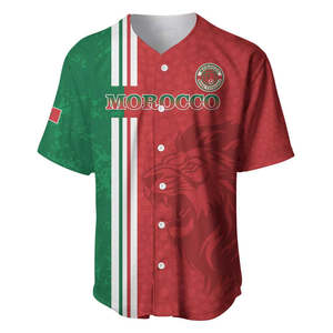 Camiseta <span class=keywords><strong>de</strong></span> béisbol del Día <span class=keywords><strong>DE</strong></span> LA Independencia <span class=keywords><strong>de</strong></span> Marruecos, León <span class=keywords><strong>de</strong></span> Barbary con Moussier Redstart, uniformes <span class=keywords><strong>de</strong></span> béisbol y softbol personalizados para hombres - Product Image 2