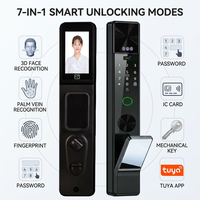 Serrure de porte intelligente à reconnaissance faciale 3D avec écran HD de 4,5 pouces, biométrie de la veine palmaire, empreinte digitale, WiFi, application Tuya