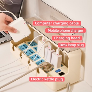 <b>Portable</b> Data Cable Storage with Large Capacity Hidden <b>Socket</b> Modern Square Home Office Cable Tidy Box - Product Image 5