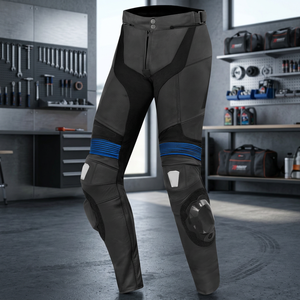 Pantalones de Cuero Clásicos Negros para Motocicleta - Product Image 3