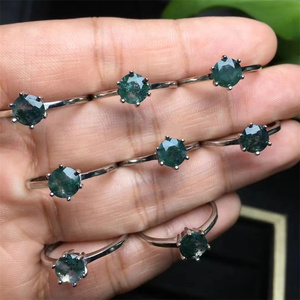 Wholesale Crystal Rings Fashion Jewelry Green <strong>Gem</strong> S925 Silver <strong>Moss</strong> <strong>Agate</strong> Rings for Gifts - Product Image 5